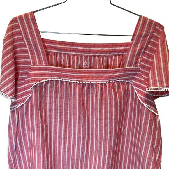 Striped Red Women's Cotton Top, Sz XL - Picture 3 of 3